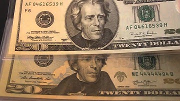 $20 Dollar Bill, Fancy Serial Number and Star Notes