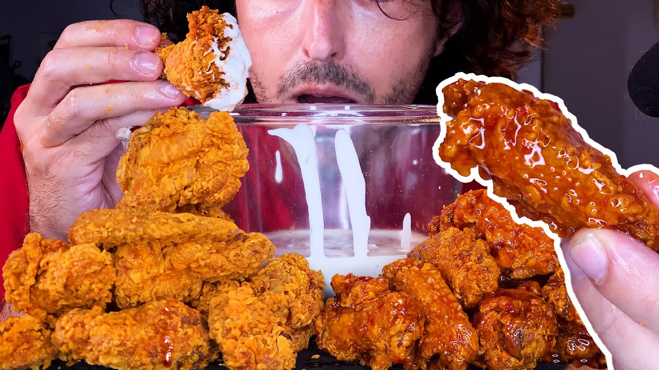 ПРАЗДНИК ЖАРЕНЫХ КУРИНЫХ КРЫЛЫШЕК Popeyes! * АСМР МУКБАНГ ест без разговоров * nomnomsammieboy