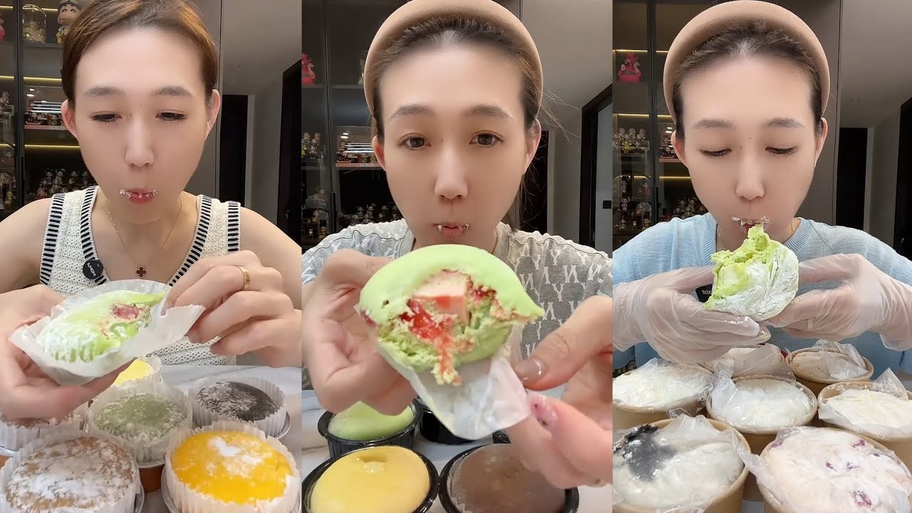 ASMR Mukbang Matcha Dessert & Cream Cake Eating Sounds | Soft & Sweet Treats