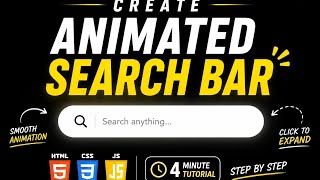 Animated searchbar design with html css js.