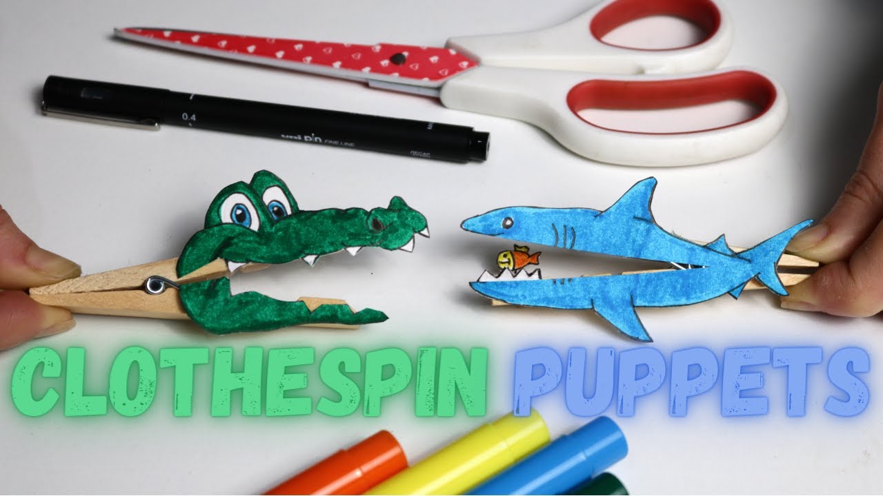 Clothespin/Peg Puppets Shark and Crocodile DIY Projects YouTube