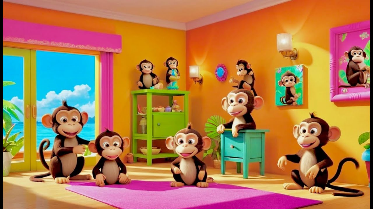 Five Little Monkeys Jumping | Fun Nursery Rhyme for Kids | Sing-Along ...