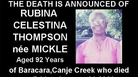Death Announcement - Rubina Celestina Thompson ne ...