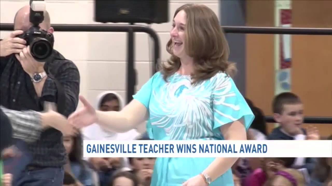 Gainesville teacher surprised with national educator award - YouTube