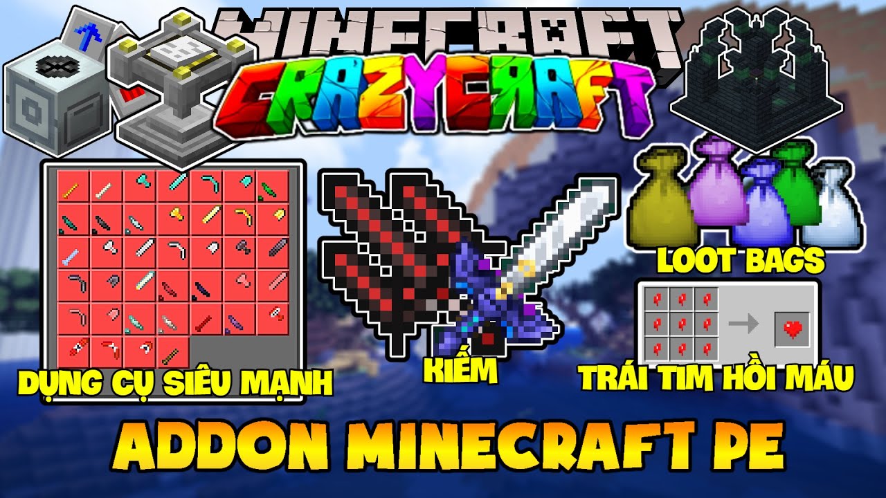 Addon Crazy Craft Dành Cho Minecraft PE, Giáp, Amulets, Charms., etc... (hơi lag đối với điện thoại)