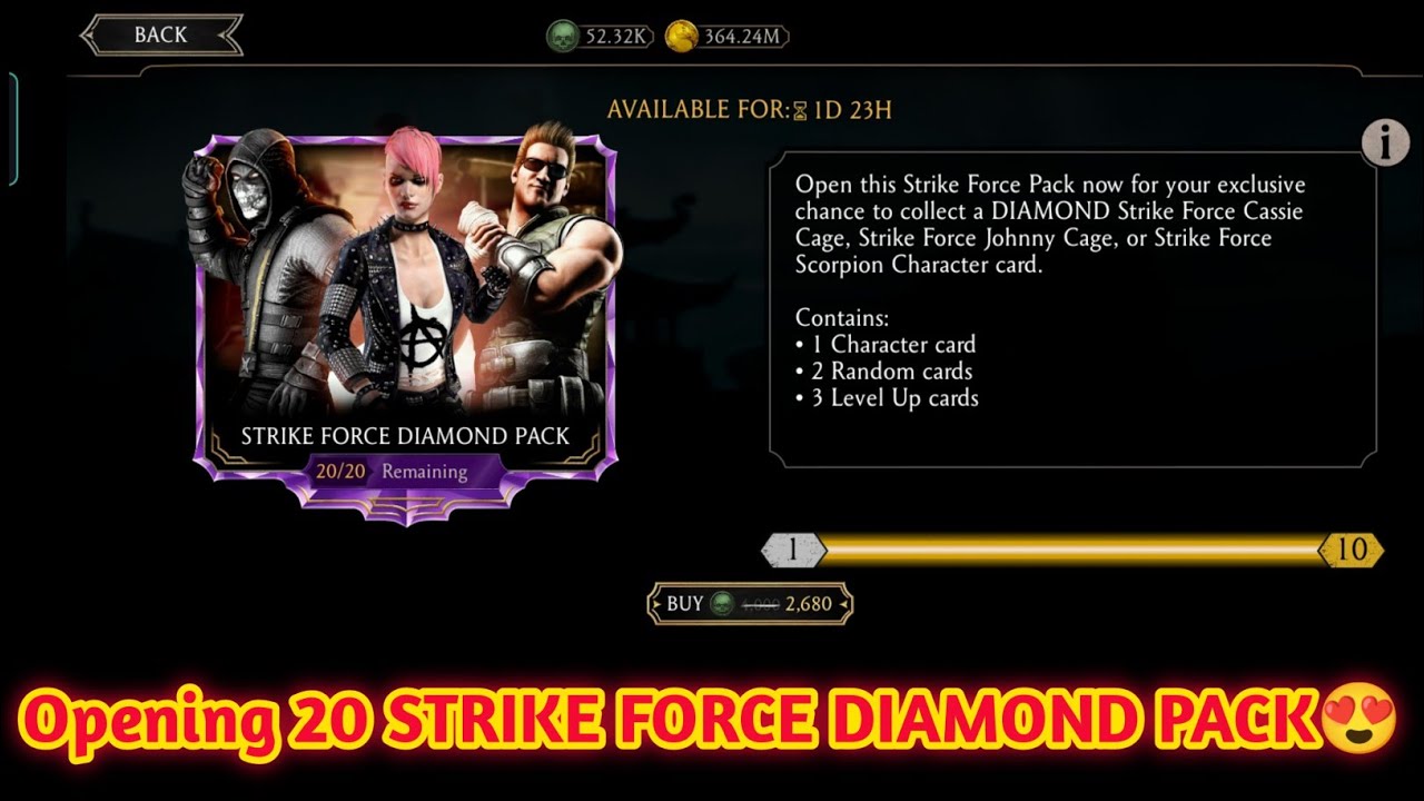 Opening 20 STRIKE FORCE DIAMOND PACK | Mortal Kombat Mobile