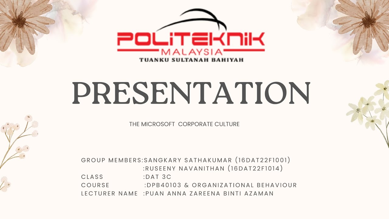 Organizational Behaviour Presentation about The Microsoft Corporate