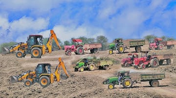 New Jcb 3dx Eco Xpert Mitti Loading Mud In Mahindra 475 DI Tractor With Tractor | Jcb Tractor Gadi !