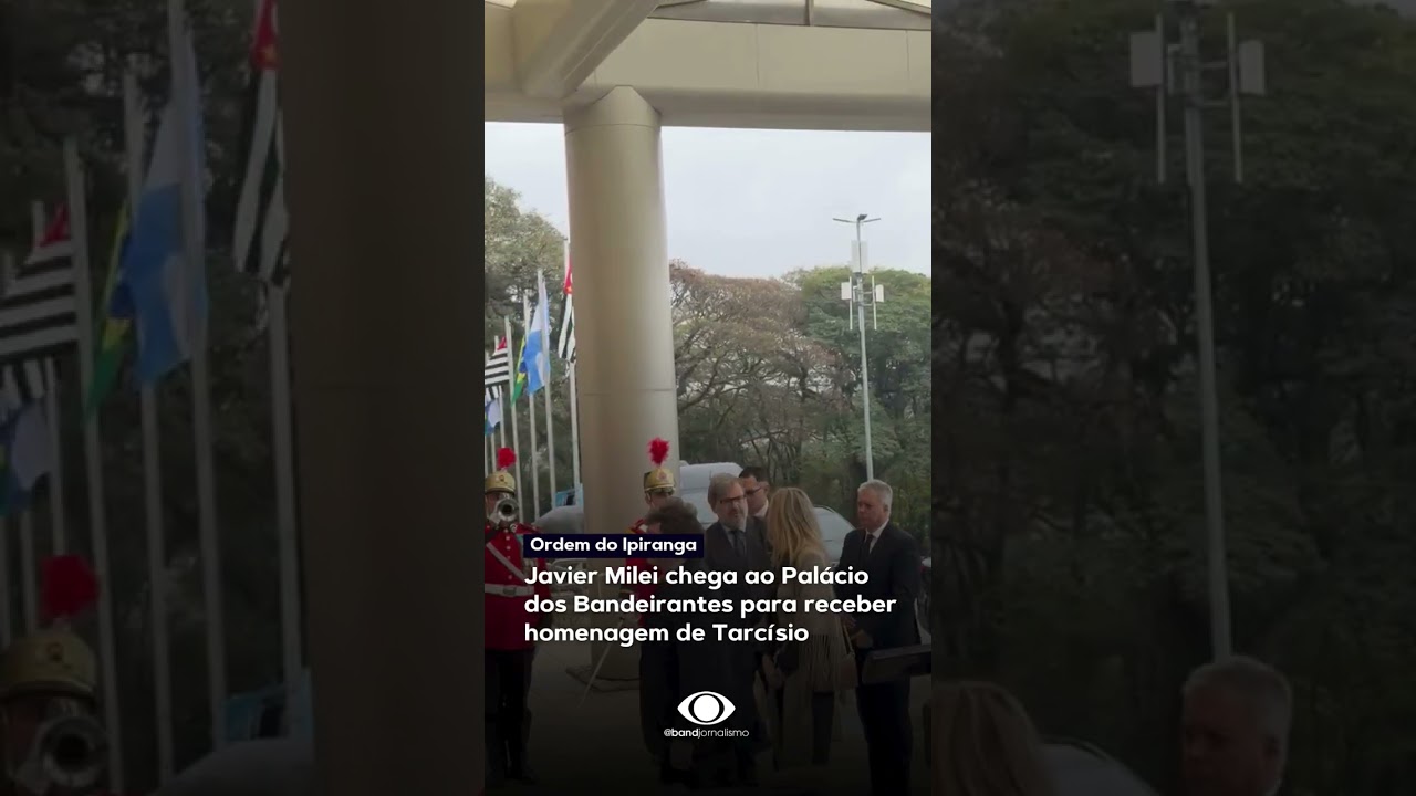 Javier Milei chega ao Palácio dos Bandeirantes para receber homenagem de Tarcísio