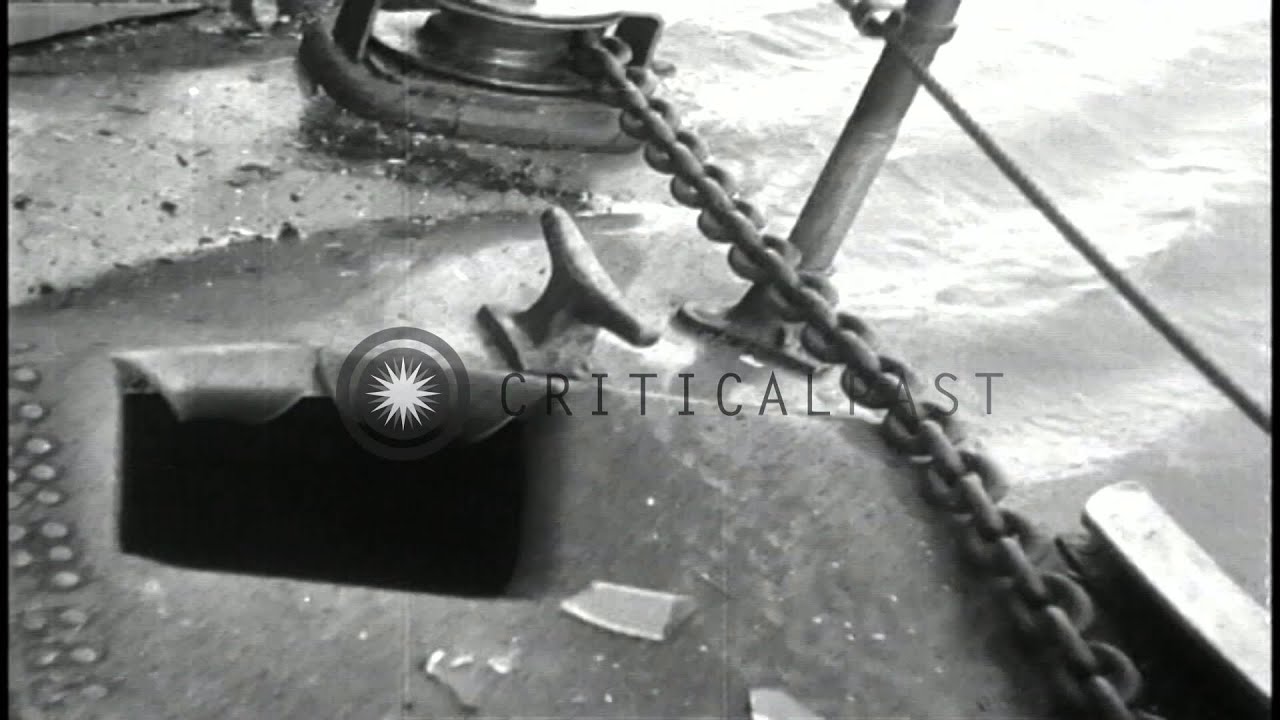 USS Gunboat Panay destroyed by Japanese bombing in the Yangtze River, China. HD Stock Footage