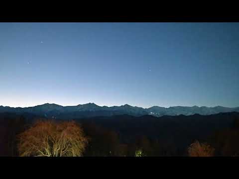 12月2日夕景：北アルプス絶景の宿