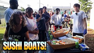 Buying Huge Sushi Boats For Homeless People!