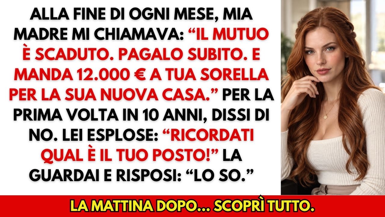 Per dieci anni ho pagato il mutuo dei miei genitori ogni singolo mese, senza mai fare domande. Ho saltato viaggi, ho guidato un’auto a pezzi, ho perso fidanzati che non sopportavano di vedermi...