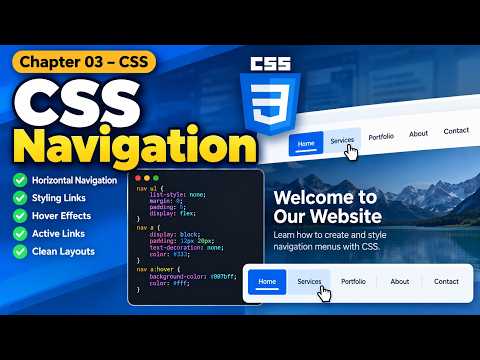 CSS Navigation Tutorial | Horizontal Menus, Link Styling & Hover Effects | Chapter 03