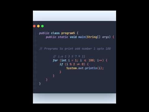 Java Program to print odd number from 1 upto 100 using for loop. - YouTube