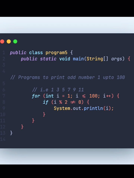 Java Program to print odd number from 1 upto 100 using for loop. - YouTube