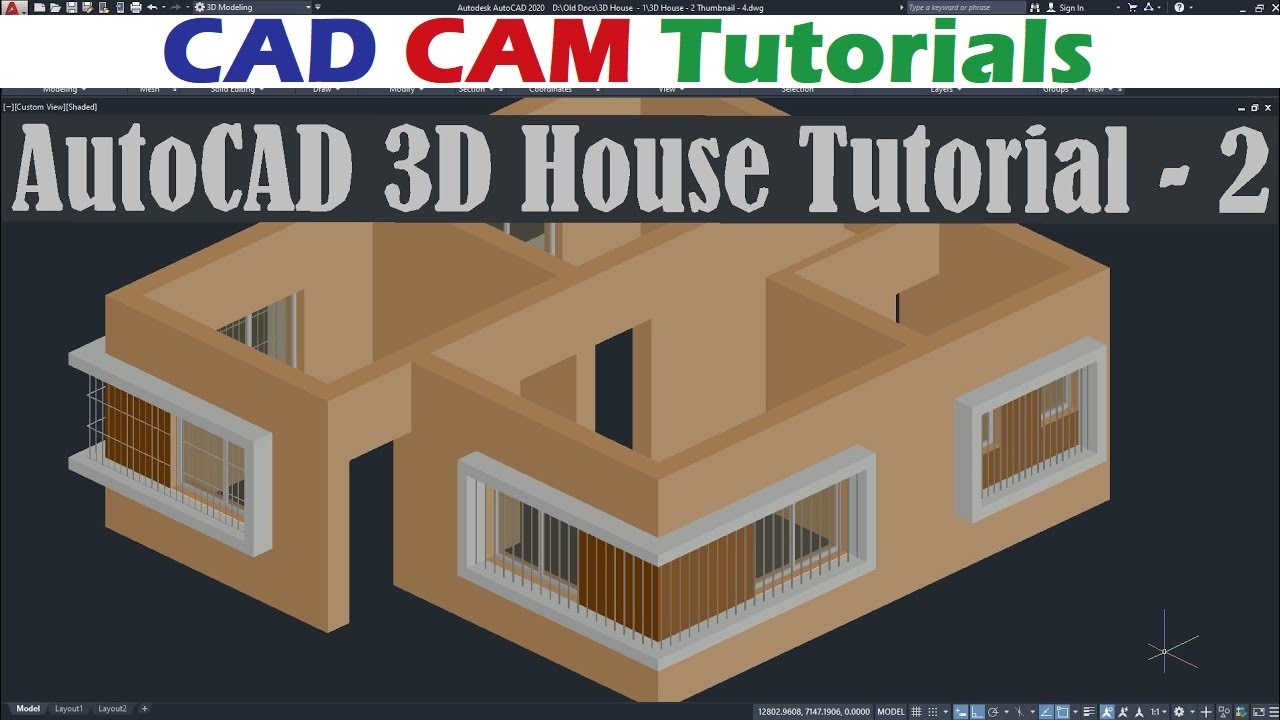 AutoCAD 3D House Modeling Tutorial - 2 - YouTube