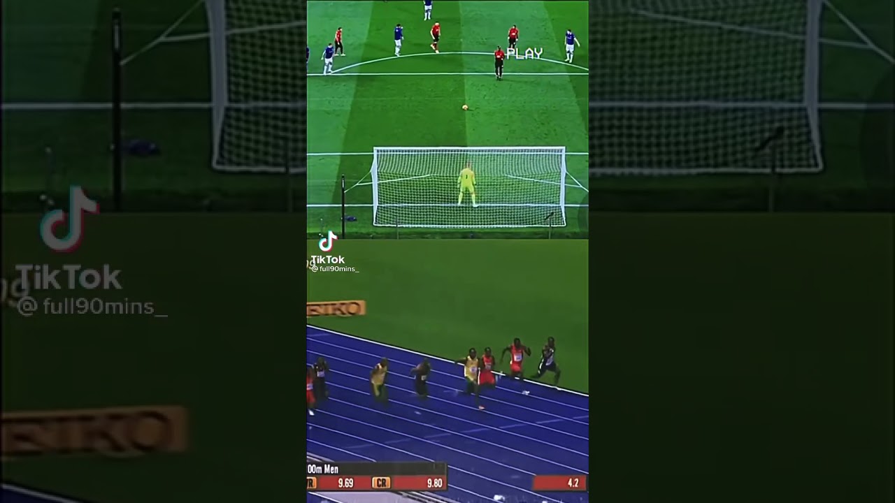 Usain Bolt runs 100m before Pogba takes the pen !⚡️🤣