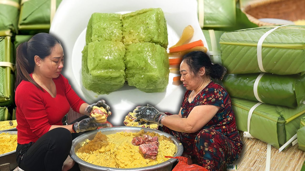 Bí quyết gói Bánh CHƯNG XANH tại Làng nghề Tranh Khúc
