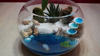 How to make Sea Terrarium with Fish and Seashell Waterfall