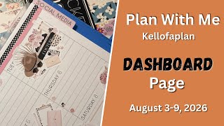 plan My Week | Kellofaplan Dashboard Planner | August 3-9, 2026.