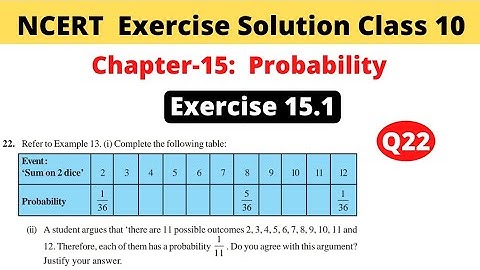 Ch-15 Probability NCERT Exercise Solution | Class 10 | Exercise 15.1 | Question 22 A student argues