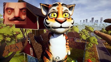Hello Neighbor - My New Neighbor My Talking Tom Big Tiger Act 2 Trampoline Gameplay Walkthrough