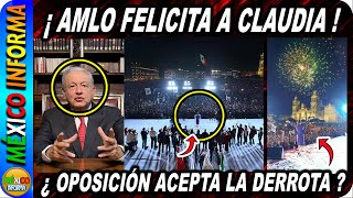 TRIUNFO HISTÓRICO.AMLO SALE A DAR MENSAJE A SHEINBAUM. EL PUEBLO SE DA CITA EN LA PLANCHA DEL ZÓCALO