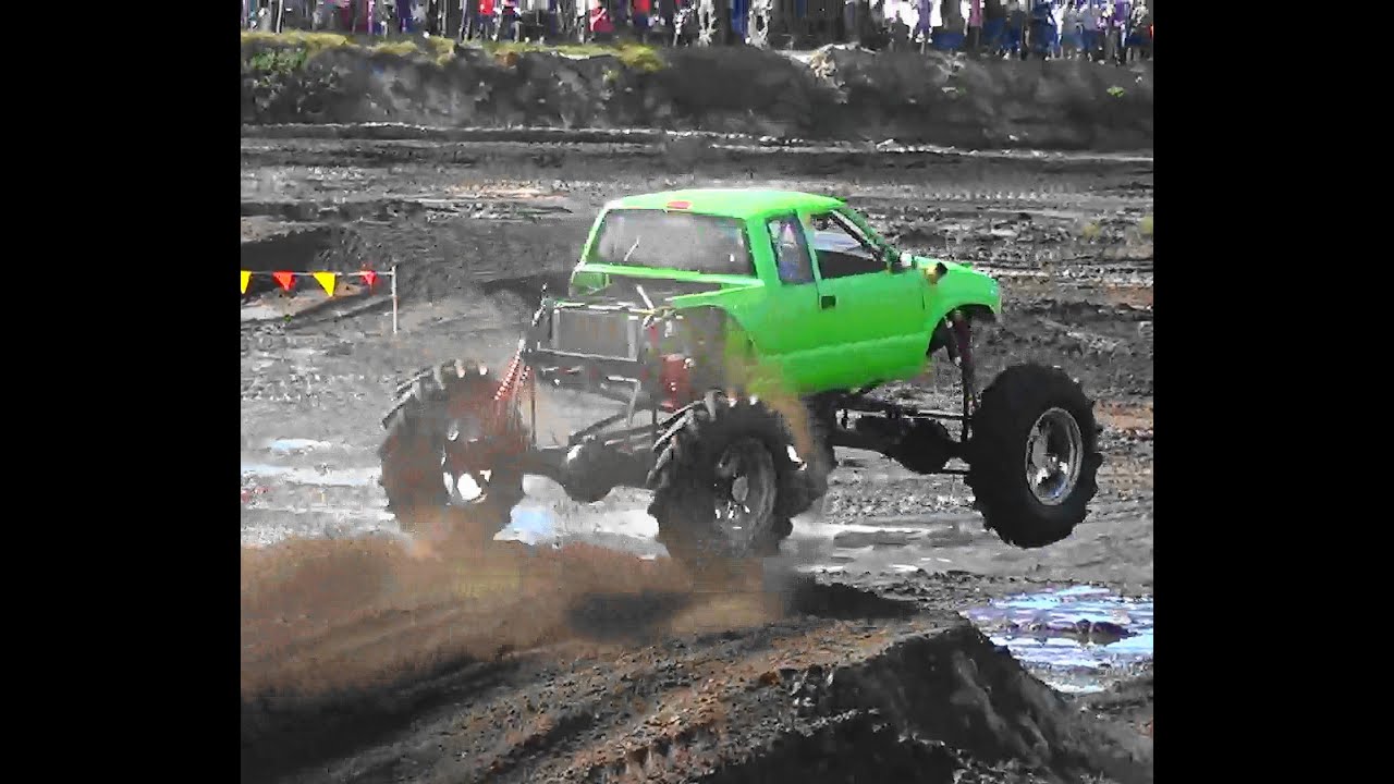 trucks in mud holes SLIME TIME...MEGA TRUCK...BIG BLOCK POWER...in UNLIMITED CLASS RACE