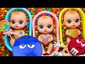 Full of 3 Rainbow BathTubs Candy with M&M's & Magic Slime Cutting Video