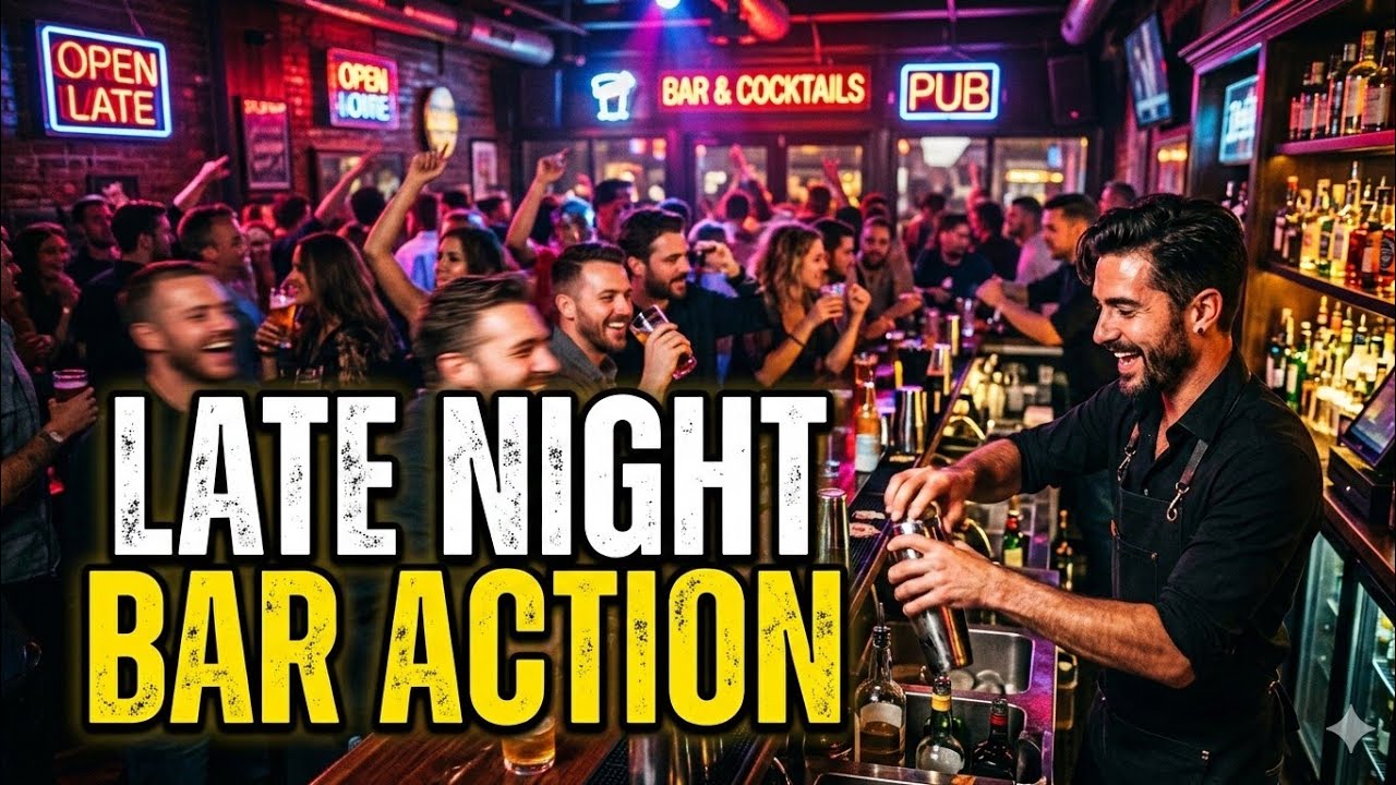 late-night bar action let's go