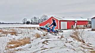 *LOUD* Jag 440cc Gets Held WIDE OPEN - Backyard Snowmobile Riding (EAR TICKLER 2-STROKE)