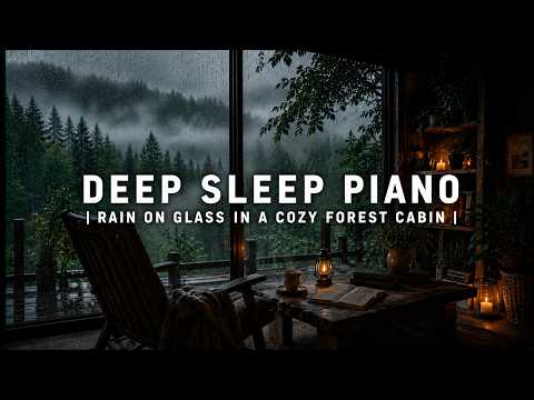 Deep Sleep Piano | Rain on Glass in a Cozy Forest Cabin