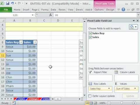 Excel Magic Trick 556: Change PivotTable Source Data (Pivot Table)