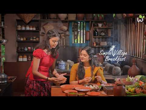 Simple Village Breakfast 🌿 | Nami Makes Delicious Mushroom Korma & Traditional Kerala Noolappam.
