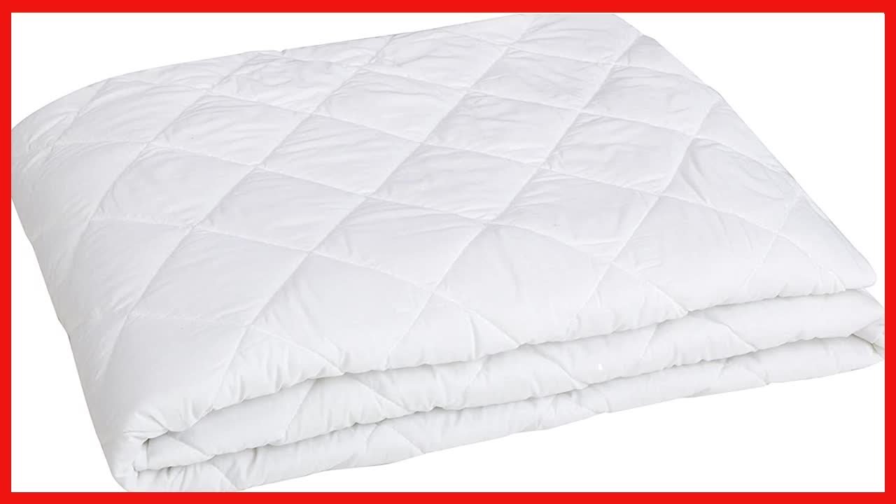 Amazon Basics Hypoallergenic Quilted Mattress Topper Pad Cover - 18 Inch Deep, Full
