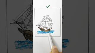 Wait till the end 😳 Amazing Ship Drawing 🚢 #shorts #drawing