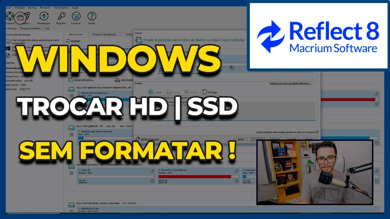 Como CLONAR ou TRANSFERIR HD ou SSD sem FORMATAR o PC no WINDOWS - YouTube