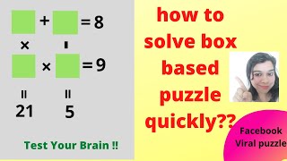 how to solve box based puzzle quickly!! tricky math puzzle!!Only Genius Can Solve this!!