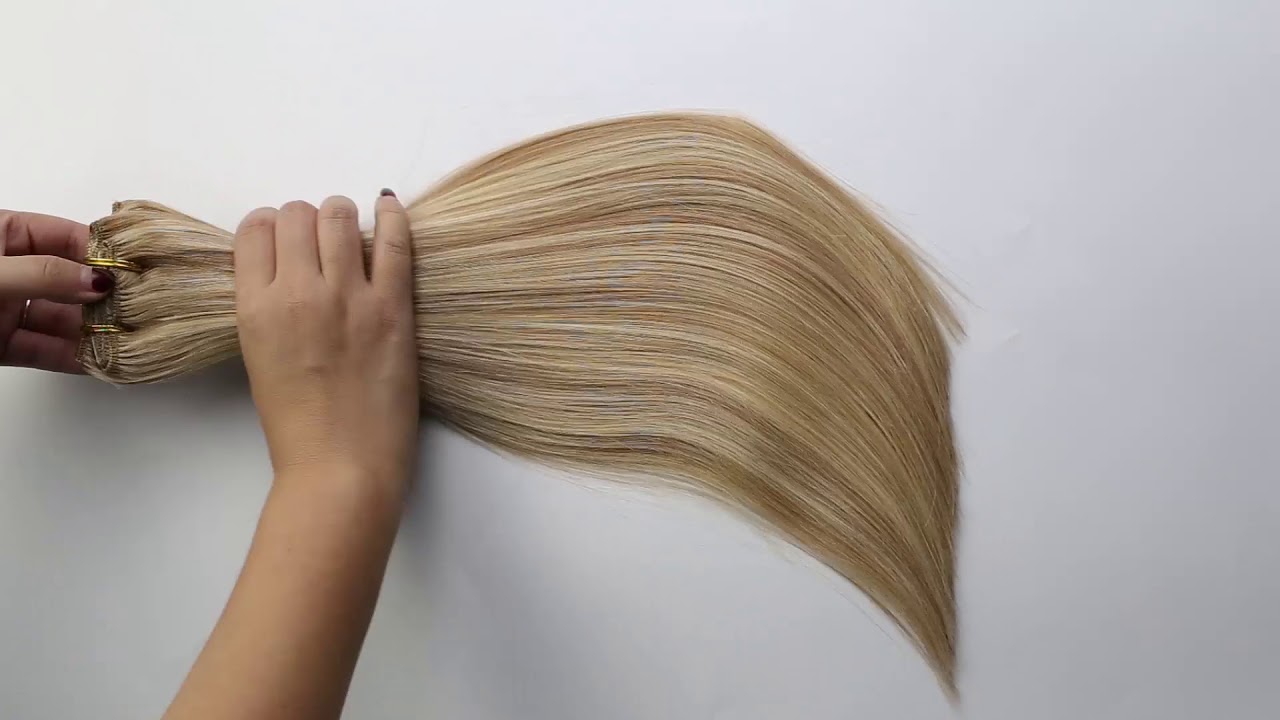 Sunny Hair blonde highlighted clip in human hair extensions
