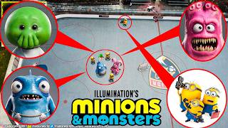 DRONE CATCHES THE MINIONS, GOOMI, PHILLIPS,  & HOWARD FROM MINIONS & MONSTERS MOVIE IN REAL LIFE!