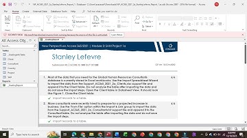 New Perspectives Access 365\2021 Module 2 SAM Project 1a Exam Stanley Lefevre v2 | NP_AC365_2021_2a