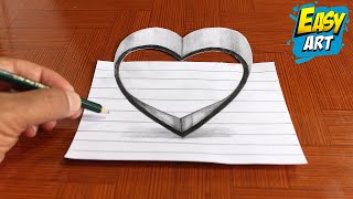 How to Draw a 3D Heart - Easy Art