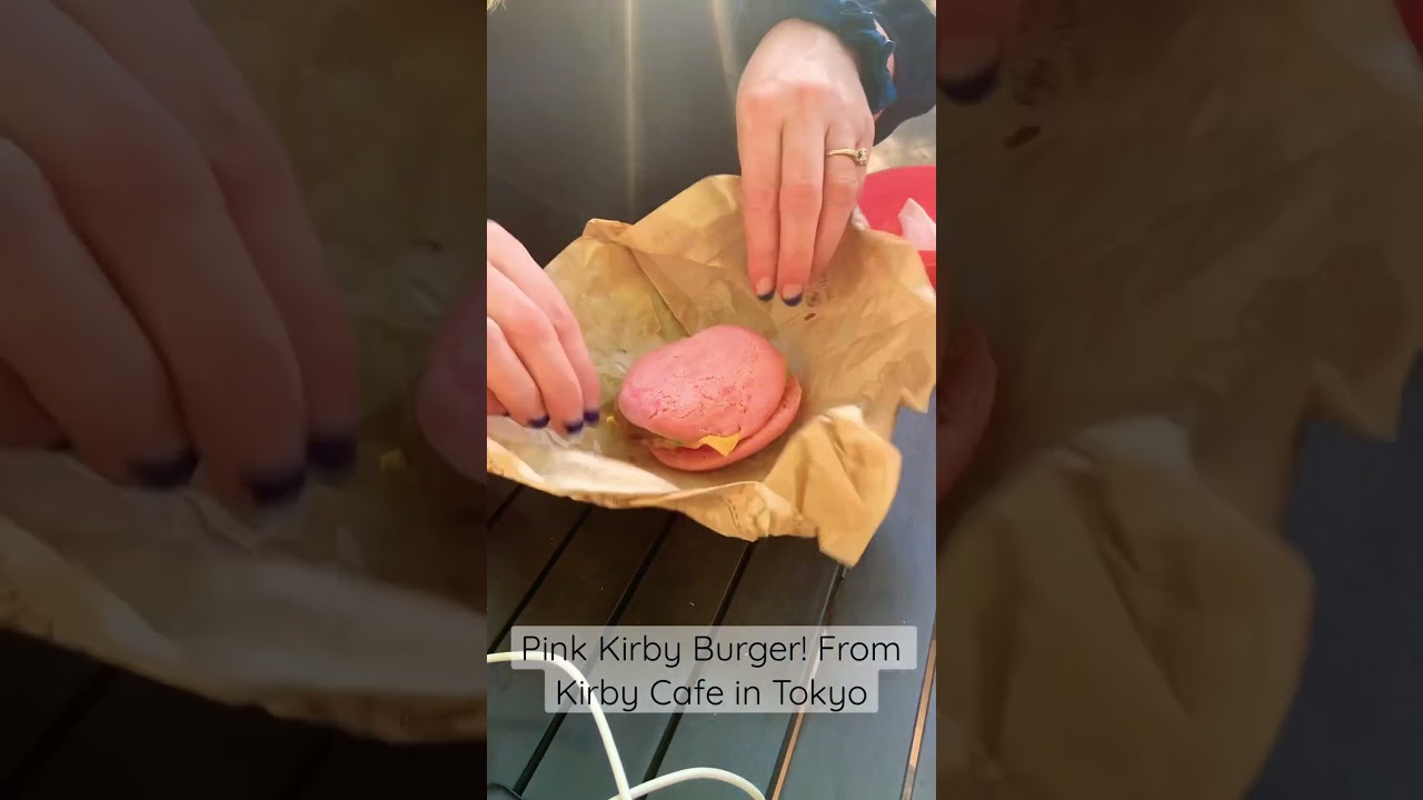 We got the Kirby Burger! Absolutely love the Nintendo Kirby Cafe at Tokyo Skytree🥰