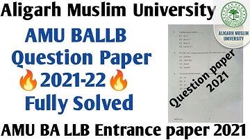 AMU BA LLB entrance paper 2021 with solution AMU BA LLB entrance paper 2021 AMU BA LLB question 2021