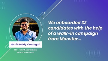 Recruiters With Monster | Nishit Reddy Viranagiri | HR- Talent Acquisition, Stratsol Software
