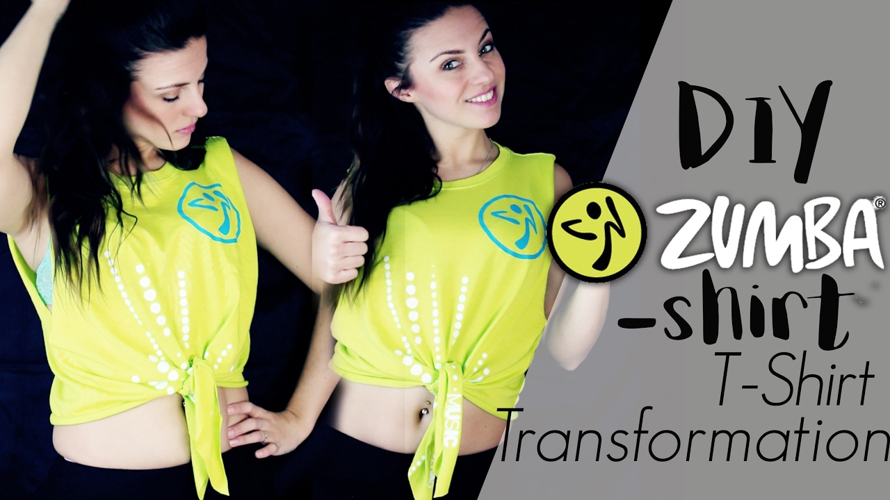 Zumba Shirt Cut DIY Crop Top T Shirt Transformation Tutorial
