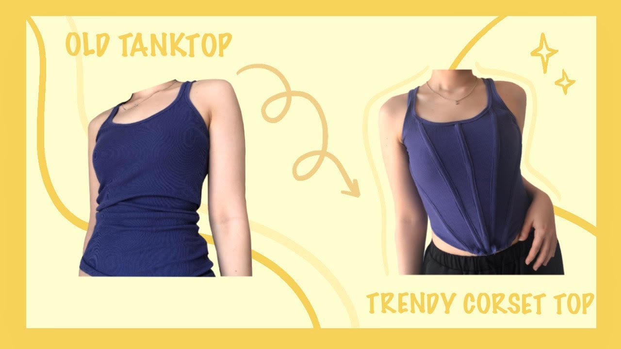 DIY corset top using an old tank top - Upcycling old clothes