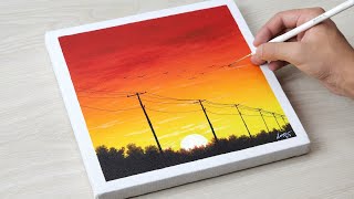 Beautiful Sunset Painting || Easy Acrylic Painting by Noman's Drawing 8,517 views 6 months ago 5 minutes, 54 seconds