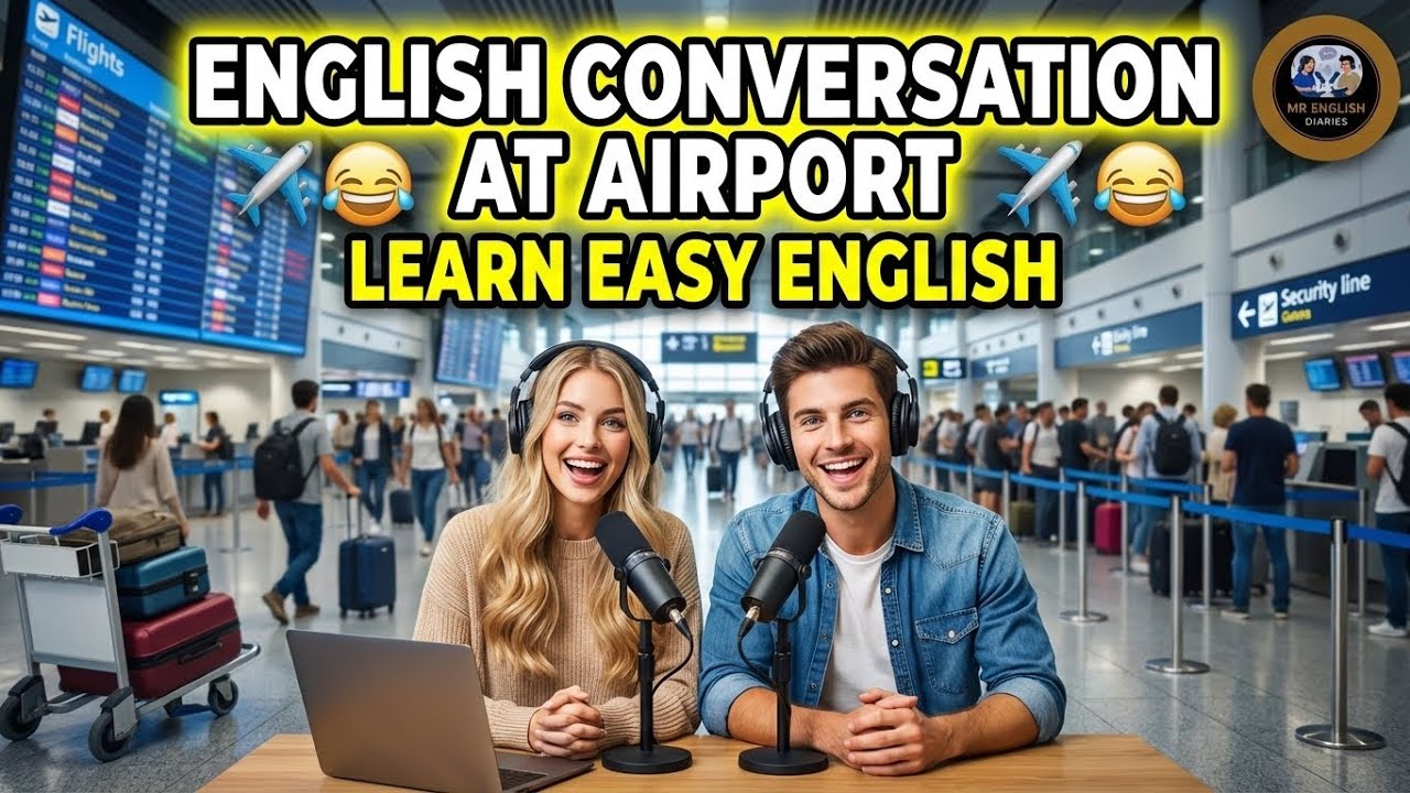 At the Airport English Conversation | Funny Travel English | MR English Diaries 